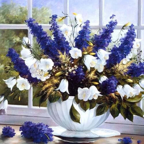 5D Diy Diamond Embroidery Blue Tulip Square Mosaic 3D Diamond Painting Cross Stitch Kit Room Decoration Crafts Needlework