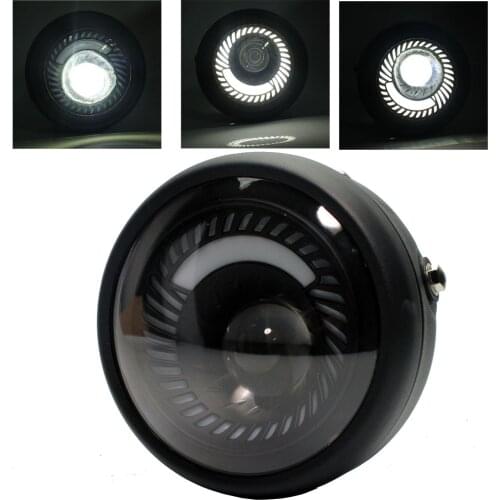 6.5'' Motorcycle Cafe Racer Vintage Universal LED Protection Headlight High Low Beam For Harley Choppers Custom Honda Yamaha