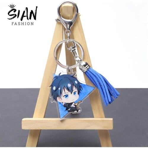 Acrylic Tassel Anime Pattern Keychain Holder Ring Car Keys Bag Keyring Trendy Pendant Teens Decor Pendent Charm For Accessories