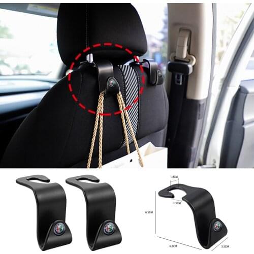 2Pcs ABS Car Styling Seat Back Hooks Accessories For Alfa Romeo 147 156 159 8C Mito Spontivd Stelvio Tonale T23 Giulia GT Disco