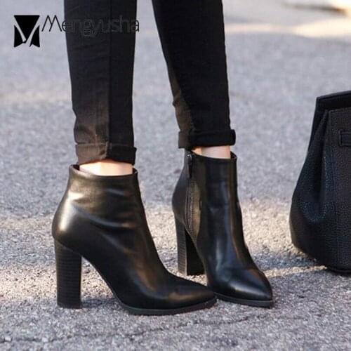 8cm high heels ankle boots women brand designer pointy glitter leather booties with cozy fleece short tube botines mujer c78