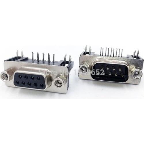 DB9 PCB Angle 90 connector data cable connector plug 9pin port socket female&Male D type adapter