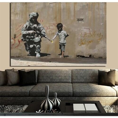 Banksy Graffiti Pop Canvas Painting Abstract Posters and Prints Cuadros Retro Living Room Wall Art Picture Decoration
