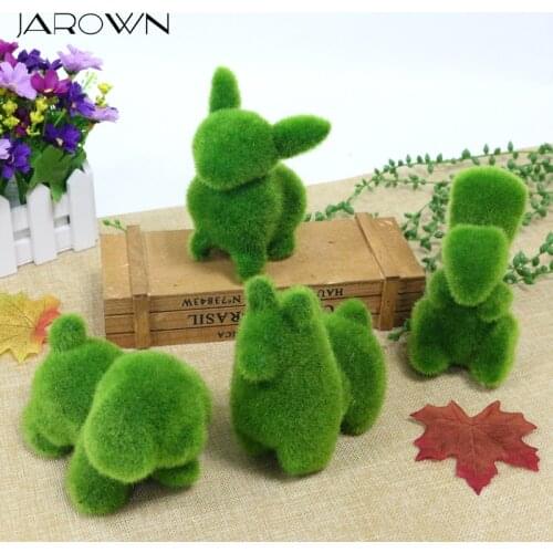 JAROWN Artificial Green Flocking Grass Plush Small Animal Simulation Fake Animal Home Decor Cute Gift Storefront Window Display