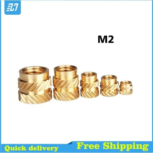 M2 Brass Heating Molding Nut Copper Thread Inserts Nut SL-type Double Twill Knurled Injection For 3D Printing