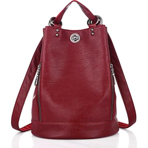 Fashion New Multifunction Women Backpack PU Leather Black Bagpack large capacity Travel Bag Female Rucksack Shoulder bag Mochila