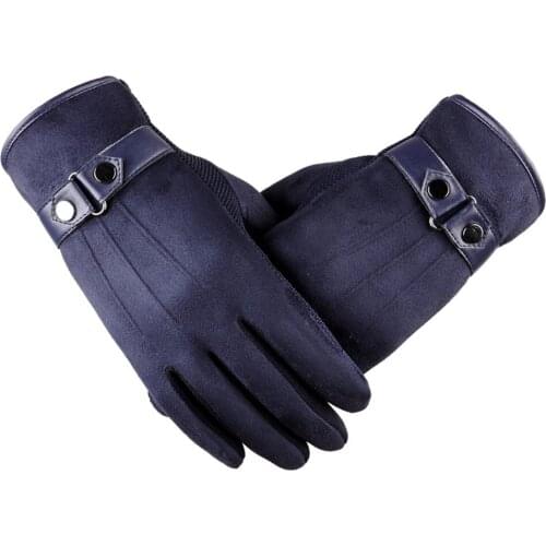 Motorcycle Driving Warm Anti-Slip Gray Blue Gloves Fashion Mens leather gloves 21cm length