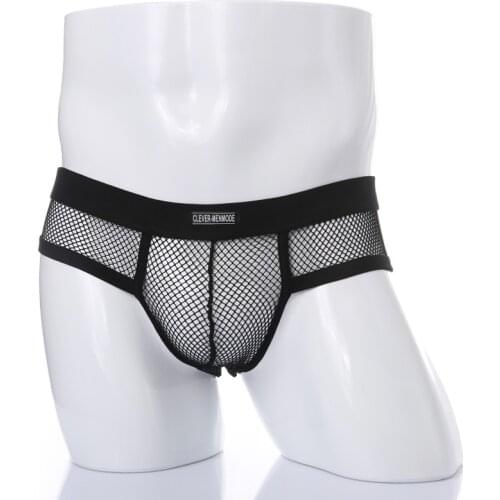Men Low Rise Underwear U Bugle Lingerie Briefs Sexy Transparent Male Mesh Sheer Breathable Underpants M-XL Panties Shorts