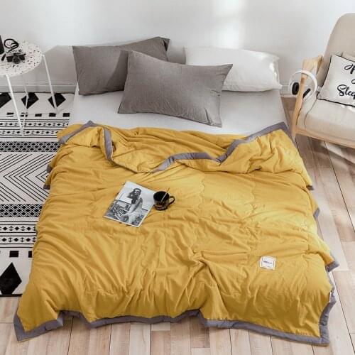 Nordic Yellow Summer Quilt Simple Air-conditioning Solid Color Comforter soft Breathable Blanket Cool Bed Cover On The Bed