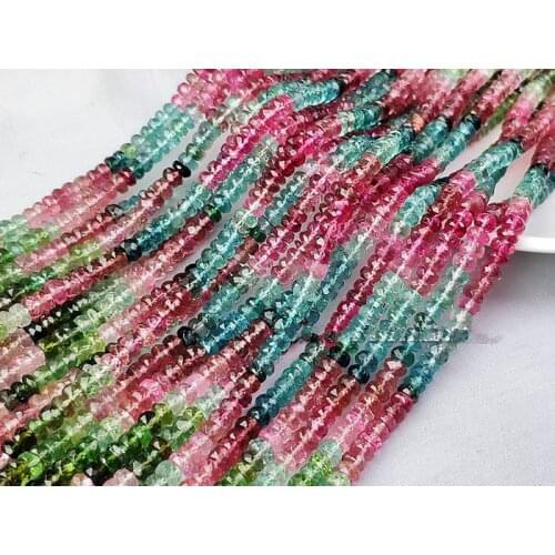 Tourmaline roundel faceted AAA multicolor 4-4.5mm 39cm for DIY jewelry making loose beads FPPJ wholesale beads nature gem stone