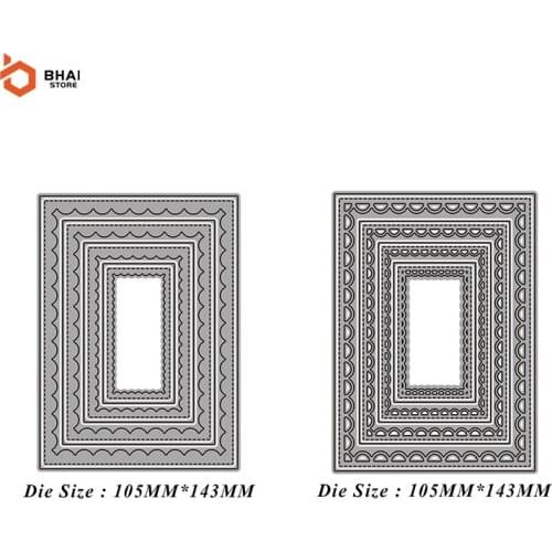 Rectangular Pattern Background Frame Metal Cutting Dies Scrapbooking DIY Album Stamp Paper Card Embossing Decor Craft