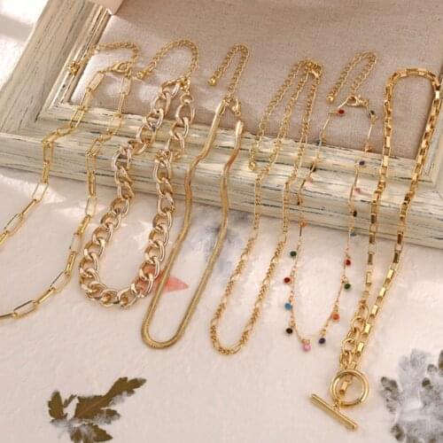 Punk Charm Chain Choker Necklace for Women 2020 Golden Miami Gold Thick Chain Link Choker Necklaces Female Fashion Jewelry