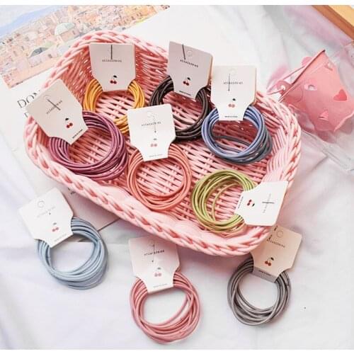 10Pcs Girl Hair Tie Colorful Seamless Elastic Hair Bands For Kids Baby Headwear Sweet Nylon Scrunchie Hair Rope Hair Accessories