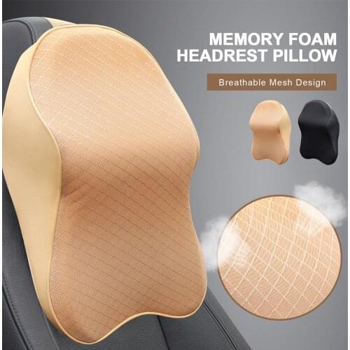 Car Head Neck Pillow Adjustable Head Restraint Memory Foam Auto Headrest Travel Pillow Neck Support Holder Seat Covers