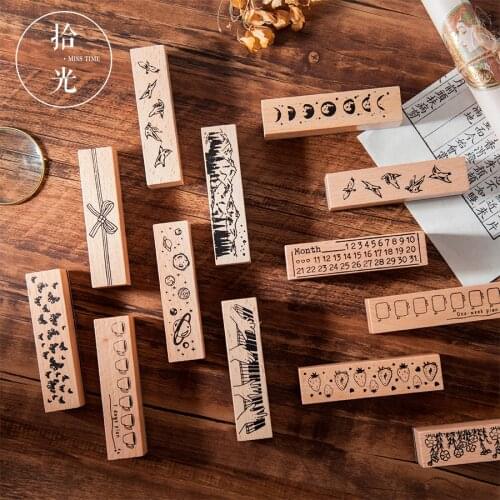 1pc Vintage natural Star Planet Forest rubber seal cute Wood clear stamps DIY scrapbooking decoration journal supplies
