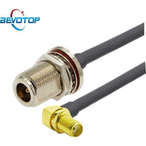 RF Cable Waterproof N Female Bulkhead to SMA Female Right Angle RG58 Pigtail 50 Ohm RF Coaxial Extension Cord Jumper Adapter
