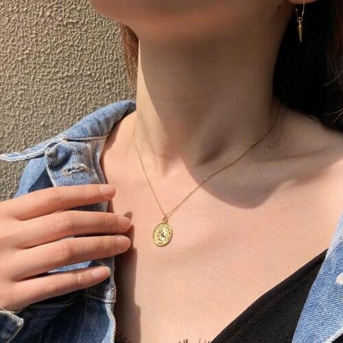 Luxury Retro Gold Coin Chain Necklace Women Jewelry Female Virgin Mary Pendant Necklaces Ladies Wedding Party Jewelry Girls Gift