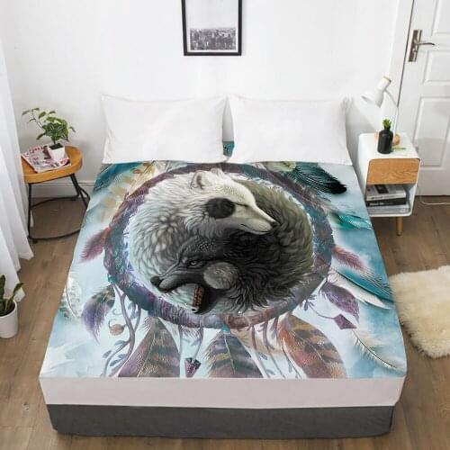 Luxury Elastic fitted sheet bed sheet With An Elastic Band Nordic Mattress Cover 150x200 Bed cover for home Dreamcatcher fox