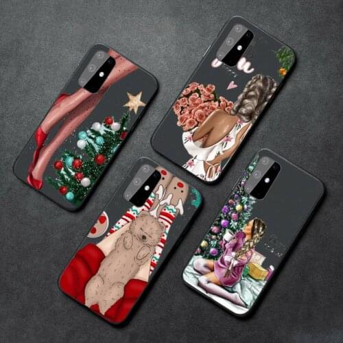 Merry Christmas Brown Hair Girl Phone Case For Samsung A21S A32 A51 A52 A71 A50 A12 S10 S20 S21 Plus Fe Ultra