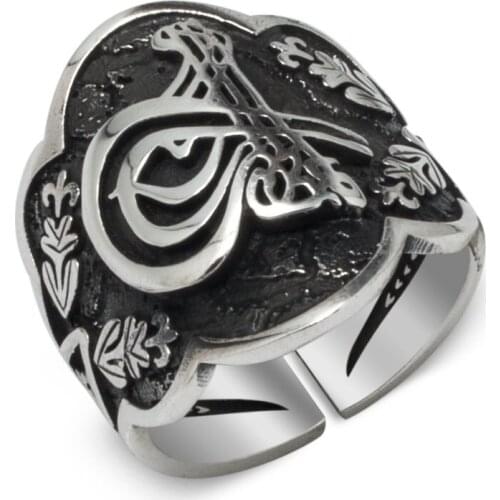 Silver Tuğra Motif Archer (Thumb Ring In Traditional) Model ring