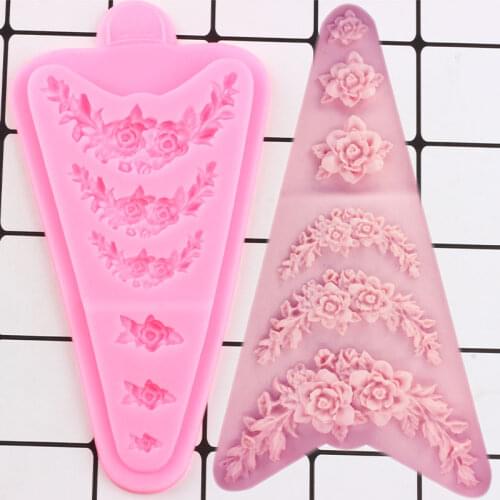 Flower Silicone Mold DIY Garland Wedding Cake Border Decorating Tools Cupcake Topper Fondant Molds Candy Clay Chocolate Moulds