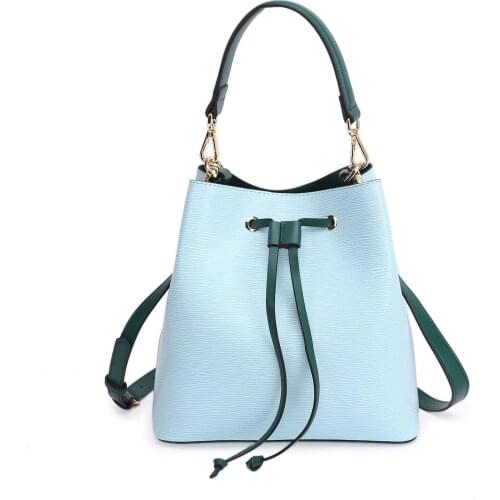 Bucket Bag Female 2021 New Tide Leather Cross-body Bag Large Capacity Lady Water Ripple Bag Fashionable Basket Bag Tide