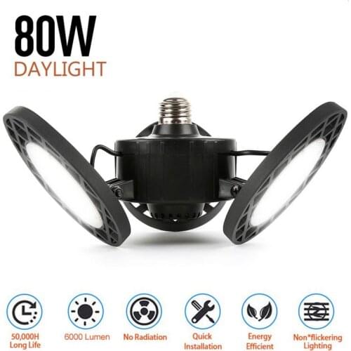 60/80W 144 LED Garage Lamp E26/E27 Workshop Lights Deformation Industrial Ceiling light Utility Shop LED Lights Indoor Lighting