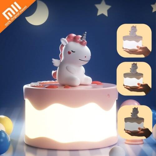 Xiaomi Cute Cake LED Night Light Night Lamp Gift Toy for Kid Children Bedroom Bedside Touch Sensor Silicone Warm White Timer