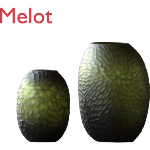 Handmade Glass Frosted Flower Arrangement Vase Interior Decoration Ornaments Nordic Ins Style TV Cabinet Hallway Decoration