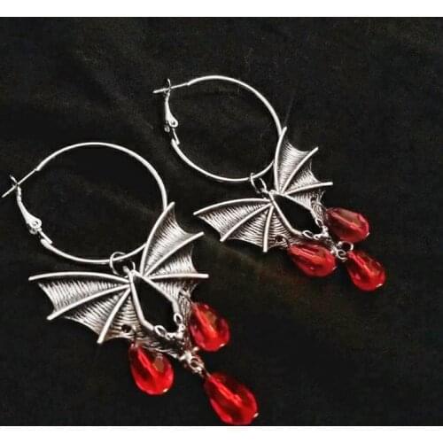 Vampire bat earrings: blood jewellery, gothic accessory, goth accessories, alternative item, batty, horror, halloween, cosplay