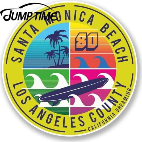 Jump Time California Santa Monica Beach Vinyl Sticker Luggage Travel SurfDecal Car Window Bumper Car Accessories