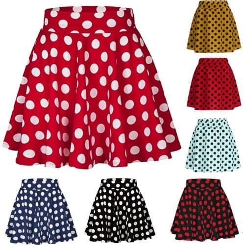 2021 New Arrival Summer Women Polka Dot Mini Bust Red Short Skirt A Line Mini Skirts Fashion Sexy Casual Stretch streetwear