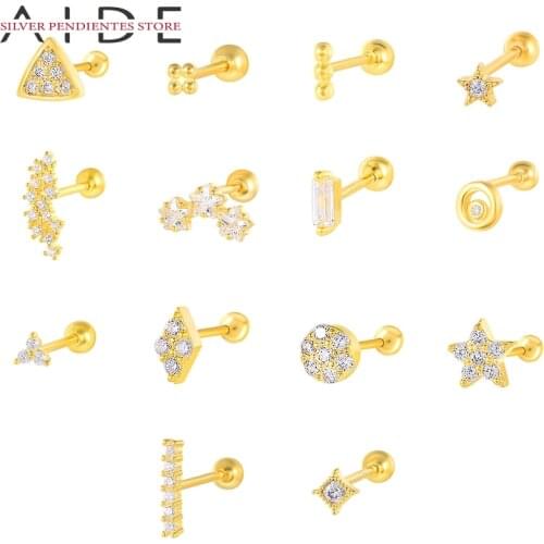 AIDE Minimalist 925 Sterling Silver Stud Earrings For Women Piercing Cartilage Earring Cute Earings Jewelry Pendientes Plata
