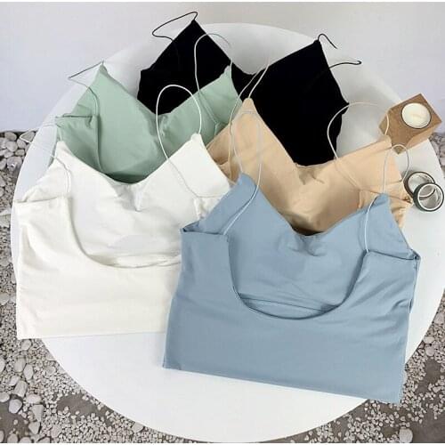 Women Crop Top Ice Silk Tube Top Underwear Bra Korean Fashion Padded Beautiful Back Bralette Summer Bra New 2021