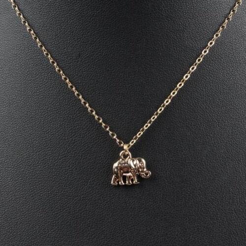 New Simple Gold Elephant Necklaces Pendants Animal Choker Necklace Chain Little Elephant Charm Jewelry Collier Femme