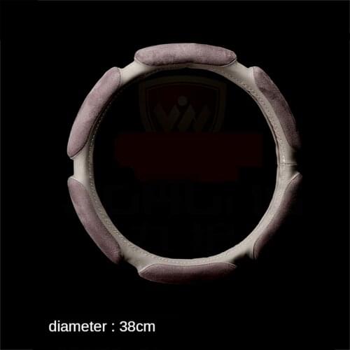 38cm diameter Car Steering Wheel Cover Winter Warm Suede Short Plush Non Slip Breathable Handle Cover