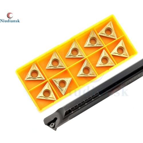 10pcs TCMT16T3 TCGT Carbide Inserts +1pc S20R-STWCR16 Internal Turning Tool Holder S25S-STWCR16 CNC Lathe Tools STWCL Lathe Suit