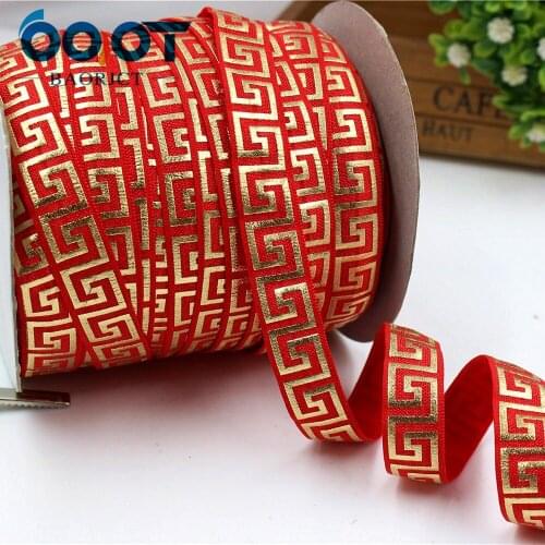 1760827,5/8'' 16MM hot gold print geometry Elasticity ribbon ,10 yards DIY handmade hair accessories Material , free shipping