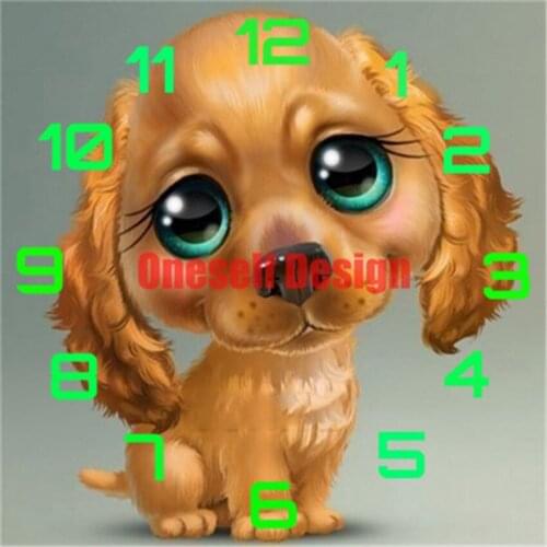 2021 top popular diy diamond painting clock dog diamond embroidery sale clock diy frame decoration home diamond mosaic sale