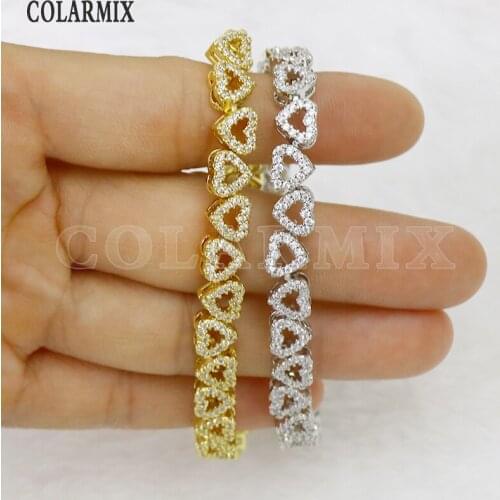 3Pcs Full Zirconia heart Bracelet Fashion metal Jewelry Bracelet jewelry metal Bracelet Mix color Women bangle 51582