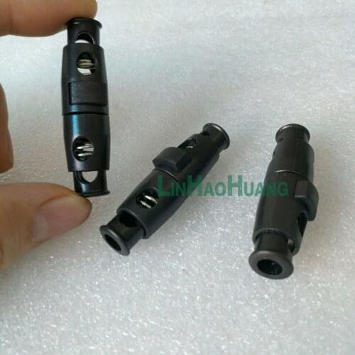 50piece black plastic Stopper Toggle Buckle Rope Clamp Cord Locks Drawstring Stops End Double Head Button Applique Bags