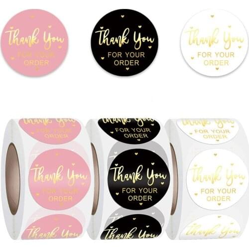 Gift Sealing Stickers 500pcs Thank You Design 1inch Gold Foil Paper Scrapbooking Material Birthday Party Gift Decorations Labels