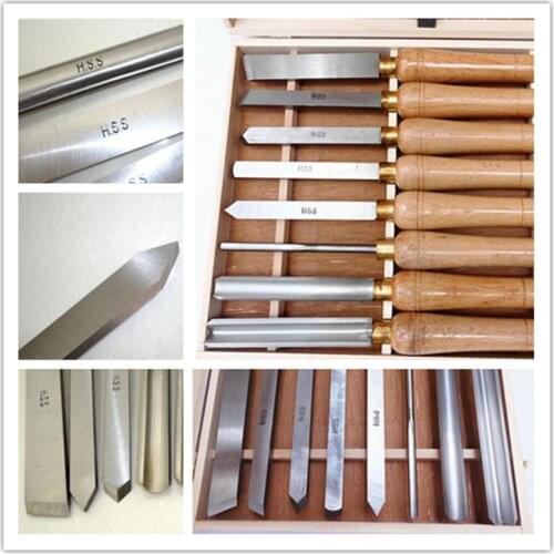 8PCS HSS Wooden Turning Chisel Tools SET with High Speed Steel Blade & Ashtree Handle in Wooden Box