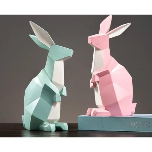 Abstract Rabbit Sculpture Geometric Resin Bunny Statue Living Room Animal Decor Gift and Craft Ornament Accessories Furnishing