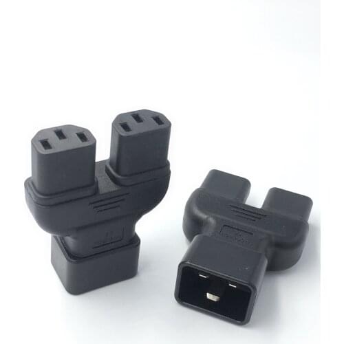 Worldwide Use Plug Adapter PDU PSU USP Power Adapters IEC C20 to 2 C13 Splitter Y Plug Adapter Converter for AC Power Supply