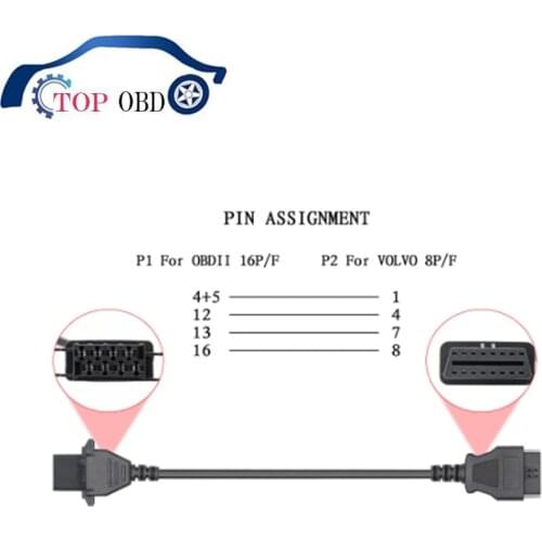 OBD2 Connector Adapter For Volvo Truck 8 Pin OBD to OBD2 16Pin OBD 2 EOBD Diagnostic Auto Tool OBD2 Extension Cable