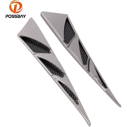 POSSBAY Electroplating Car Air Flow Vent Auto Side Fender Hood Grilles Decoration Intake Fender Stickers Universal