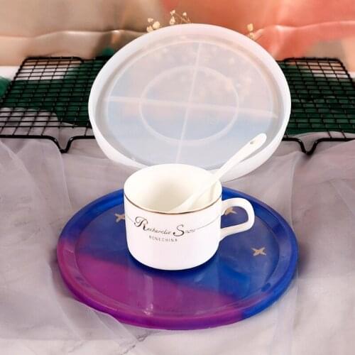 Large Round Resin Coaster Molds Silicone Tray Fruit Tea Cup Mat Dish Resin Mold