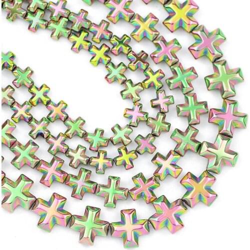 Cross Jesus Natural Stone New Green Hematite Beads Loose Spacer Beads For Jewelry Making 6/8/10MM Diy Bracelets Accessories 15