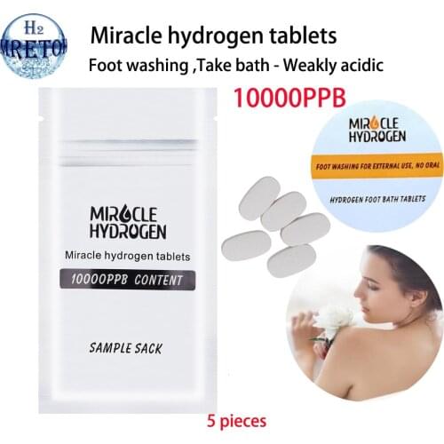 Miracle hydrogen water tablets 10000PPB Foot washing or Take bath Deep moisturizing Weakly acidic H2 Trial Pack 5 pieces